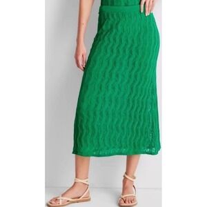 Future Collective Jenee Naylor Green Sheer swim coverup Maxi Skirt XXS Pointelle